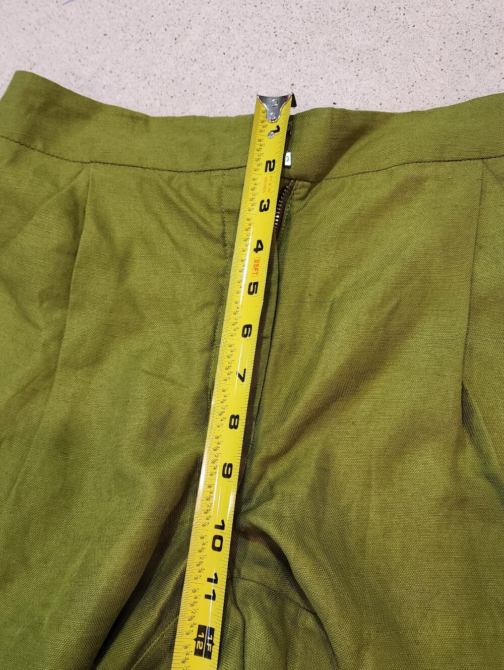 Aritzia Wilfred Linen Blend Shorts Women's Size 4 Olive Green Pleated High Waist - Picture 5 of 10